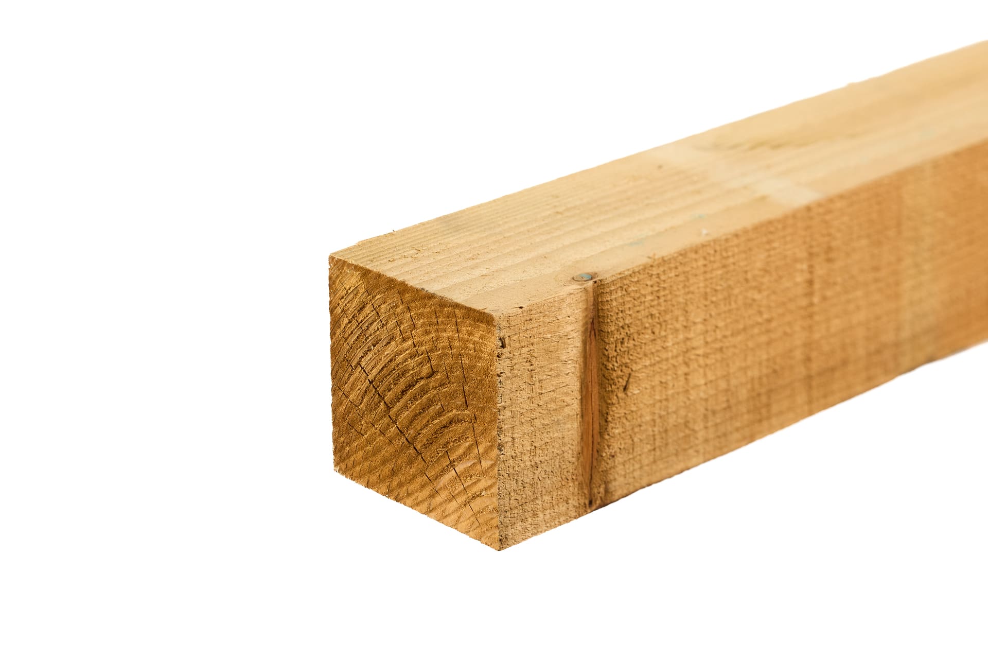 10ft Brown Treated Square Top Wooden Fence Post 3000mm x 100mm x 100mm (4" x 4")
