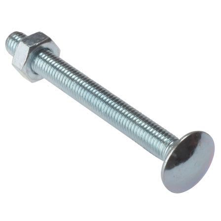 M10 x 100 Bright Zinc-Plated Steel Coach Bolts (50/Pack)