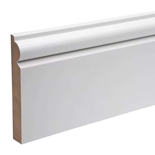 14.5mm x 119mm MDF White Primed Chamfered Skirting Board 4200mm