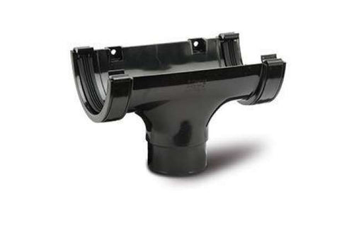 112mm Half Round Gutter Running Outlet Black