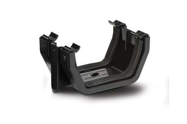 112mm Half Round Gutter Union Bracket Black